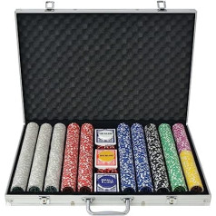 vidaXL Poker Case 1000 Laser Poker Chips Alumīnija Case Poker Set Poker Set