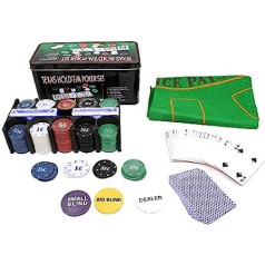 ISO TRADE Texas Holdem pokera komplekts 200 žetoni Black Jack kāršu spēle pokera kāršu spēle 600