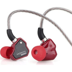 LINSOUL 7Hz Salnotes Zero HiFi 10 mm dinamiska draivera ausīs ievietojama austiņa IEM ar metāla kompozītmateriālu diafragmu nerūsējošā tērauda priekšējo paneli, noņemamu 2 kontaktu OFC kabeli (sarkans, bez mikrofona)