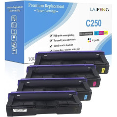 Laipeng 4 krāsu saderīgas tonera kasetnes SP C250 C261 liela ietilpība 2300 lapas ar melnu ciāna purpursarkanu dzeltenu RICOH Aficio SP C250DN C250SF C261SFN C261SFNw C261DNw lāzerprinteriem