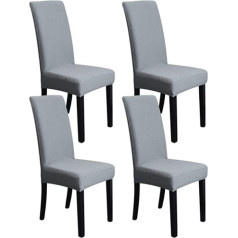 Amazon Basics Set of 4 Jacquard Diamond Lattice Stretch Dining Chair Slipcovers Light Grey