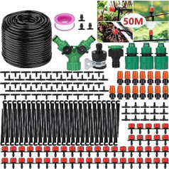 ANJUN 50 m Garden Irrigation System, 200 Pieces Garden Watering Kit, Automatic Drip Irrigation, Garden Irrigation, Misting Cooling System for Landscape, Flower Bed and Patio Plants (50 m)