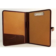 ‎noda NODA Italian Genuine Leather Writing Case Document Folder Conference Folder A4 with Clipboard (Brown)