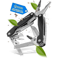 Aventuris Cause Travel Is Live AVENTURIS® Multitool Tool Stainless Steel Survival Outdoor Knife Perfect Camping Accessory Multifunctional Tool with 21 Functions such as Pliers and Screwdriver as Car Gadget or for Repairing