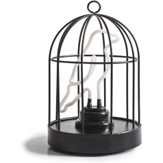 Suck Uk SK NEONBIRD1 Bird Cage Lamp, Metal, Black / White, 25.5 x 16 x 16 cm