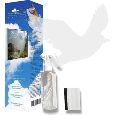 Decooo.be 22 Window Warning Birds - Bird Stickers - Prevents Bird Strikes - Set Complete with Spray and Squeegee - Self-Adhesive Bird Silhouettes Available - Colour: Translucent Sandblasted