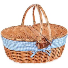 Schramm® Wicker Picnic Basket Shopping Basket with Fabric Cover Lid Car Basket Selectable with 1 or 2 Handles Picnic Basket Size: with 2 Handles