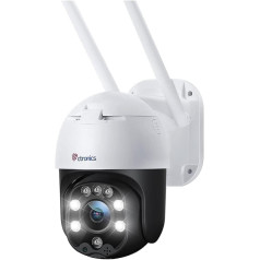 Ctronics PTZ Dome WiFi āra drošības kamera, 1080P IP kamera, bezvadu savienojums ar cilvēka kustības sensoru, 30 m nakts redzamība krāsās, IP66 ūdensizturīgs, 2 virzienu audio, automātiska sekošana.