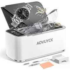 AOVUYCK Ultrasonic Cleaning Device 46000 Hz, Touch Function Ultrasonic Shell and Stainless Steel and ABS, Ultrasonic Cleaner with LED Fit for Watches, Jewellery, Necklaces, 500 ml