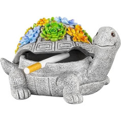 Grovind Ashtray, Outdoor Ashtray with Lid, Waterproof Turtle Ashtray Decor, Resin Interior Ashtray for Cigarettes Home Office, Patio Porch Garden Decorations