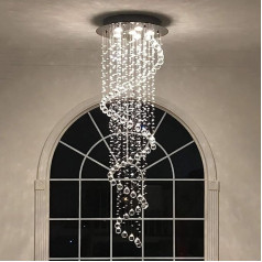 Eleganta spirālveida kristāla lustra, A1A9 Clear K9 Crystal Raindrop LED griestu gaisma, hromēts piekarināms piekarināms apgaismojums viesistabai, gaitenī, kāpnēm, foajē Izmērs: D50 cm H156 cm