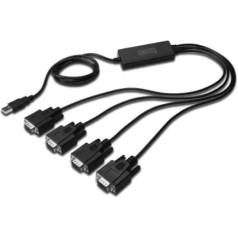 Digitus USB 2.0 līdz 4x RS232 (db9) pārveidotājs/adapteris ar USB am / Ż 1,5 m kabeli