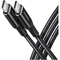Action Bucm-cm20ab cable usb-c - usb-c 2.0, 2m, pd 60w, 3a, alu, black braid
