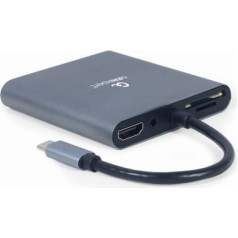 Gembird Adapteris usb-c centrmezgls hdmi usb-c pd vga usb 3.0 audio karte