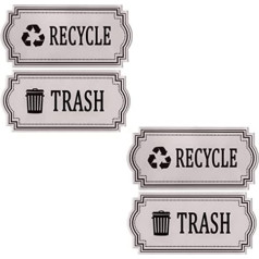 2 Pieces Recycling Stickers for Trash Bin Recycling Stickers, Vinyl Recycling Stickers, Self-Adhesive Garbage and Recycling Sign, Decal for Kitchen, Home, Office, Indoor and Outdoor (Grey)