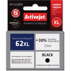 Activejet ah-62brx tinte (hp 62xl c2p05ae nomaiņa; premium; 20 ml; melna)