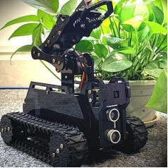 Adeept RaspTank WiFi Wireless Smart Robot automašīnas komplekts Raspberry Pi 4/3 modelim B+/B, tvertnes robots ar 4-DOF robota roku, OpenCV mērķa izsekošana, video pārraide, Raspberry Pi robots ar PDF