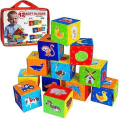 magdum 12 Baby Play Cubes - Building Blocks for Children from 1 Year - Montessori Toy from 1 Year - Stacking Blocks - Building Blocks - Stacking Cup Baby - Sensory Stacking Cube - Motor Skills Cube from 1 Year