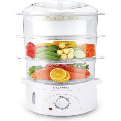 Aigostar Fitfoodie 30CFO Steamer with Timer, 3 Tier Stacking Baskets (9L, 800W, BPA-Free) Disposable Packaging