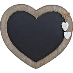 Memo Board Heart 30x27 cm Brown Wood White Washed Wall Hanging Memo Board Blackboard with Heart for Hanging – Cottage Vintage Shabby Chalkboard Kitchen Chalk Board