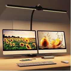 Megainvo galda lampa LED aptumšojama dienasgaismas lampa rakstāmgalda acu aizsardzības monitora lampa LED galda lampa biroja darba vietas apgaismojums 24 W 65 cm zosskakls PC galda arhitekta lampa 6 pieskāriena funkcijas