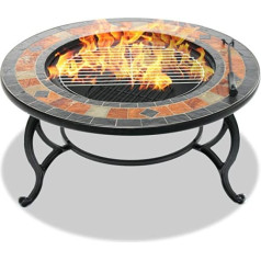 'Centurion Supports Fireology Laniaka Garden Heat/Fire Pit/Grill/Ice Bucket – Slate Finish Oak Coffee Table
