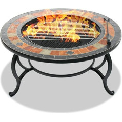 “Centurion atbalsta Fireology Laniaka Garden Heat/Fire Pit/Grill/Ledus spainis — ozolkoka kafijas galdiņš ar šīfera apdari