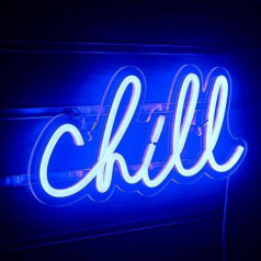 Chill Light Advertisement Blue LED Sign Chill Neon Wall Light Letters Neon Sign for Wall Decoration Neon Light for Bedroom Bar Hotel Playroom