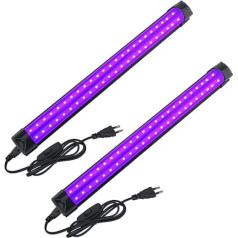 Iepakojumā 2 Black Light Lamp UV 10 W Black Light Tube LED lampas josla 395 nm ar slēdzi un kontaktdakšu Blacklight Bar Ziemassvētku skatuves apgaismojumam Melnās lampas ballītes mākslas izstādes