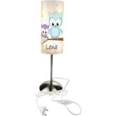 CreaDesign TI-1008 Owl naktslampa bērnu istaba ar nosaukumu, bērnu galda lampa/nakts gaisma ar slēdzi kontaktligzdai, E14, 38 cm augsts