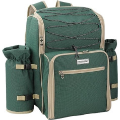 anndora Large 4 Person Picnic Backpack with Cooler Compartment Accessories 29 Pieces, Green