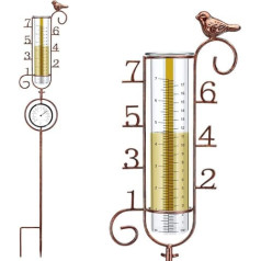 SYSUVANA lietus mērītājs metāla putnu dārza stikla lietus mērītājs ar termometru zāliena, pagalma un dārza dekorēšanai, augstums 83 cm