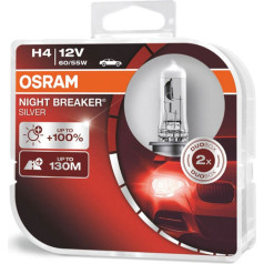 Osram H4 12V Night Breaker sudraba halogēnās spuldzes +100%/ 2gab/