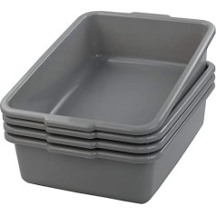 Jandson 4 Packs Grey Plastic Rectangular Washing Up Bowl