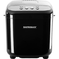 GASTROBACK Design Bread Maker Pro, 42822, svaigi cepts 500 g, 750 g un 1000 g maizes klaips, 19 programmas, melns, sudrabs