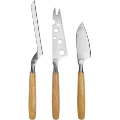 BOSKA Oslo Cheese Knife Set / Three Cheese Knives / Stainless Steel / Wood / Brown / Silver / 250 x 30 x 20 mm