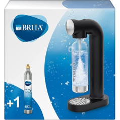 BRITA SodaONE Water Carbonator Black with CO2 Cylinder and BPA-Free PET Bottle | Makes Tap Water sparkling water (up to 60 l per cylinder)