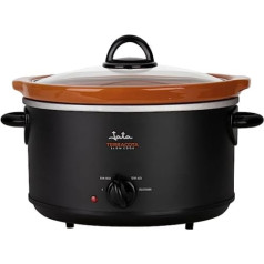 JATA JEOL2135 Slow Cooker with 3.5 Litre Capacity, Ceramic Terracotta Container, Removable and Dishwasher Safe, 3 Heat Settings, Glass Lid, Healthy and Traditional Kitchen