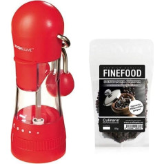 Cookline Spice Mill Pepper Mill Salt Mill with Adjustable Ceramic Grinder and Extra Addition (Red)