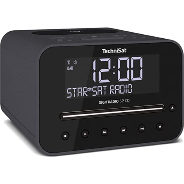 TechniSat TECHNIRADIO 40, DAB+ Radio Alarm Clock, DAB, FM, Alarm Clock With Two Adjustable Alarm Times, Sleep Timer, Snooze Function, Dimmable LCD Display, USB Charging Function