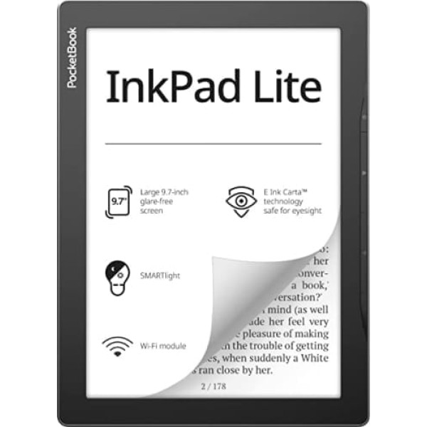 Pocketbook InkPad Lite e-grāmatu lasītājs skārienekrāns 8 GB Wi-Fi melns pelēks