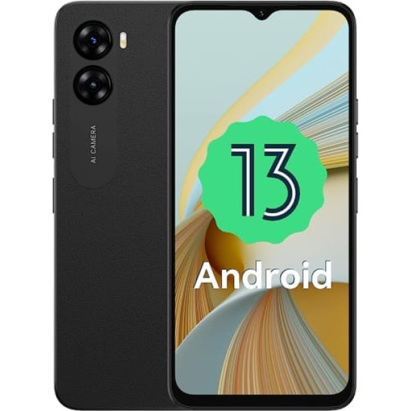 UMIDIGI G3 Plus viedtālrunis bez līguma (2023), Android 13 mobilais tālrunis, 8 GB + 128 GB/1 TB mobilie tālruņi bez Simlock, 6,52 collu HD + displejs, 5150 mAh, 13 MP, 4G divu SIM kartu, skolas bērnu mobilais tālrunis/sejas ID/pirkstu nos