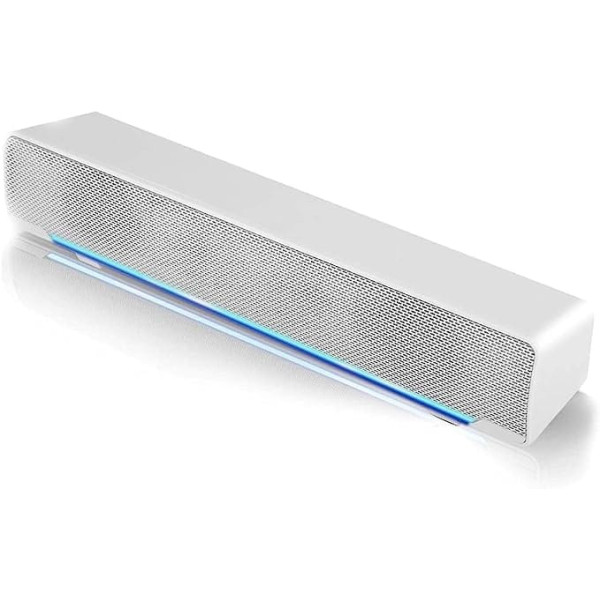 Garsent PC Soundbar skaļrunis, 3,5 mm USB vadu HiFi stereo skaņas joslas skaļrunis Boombox ar basu, mājas kinozāles skaļrunis datora viedtālrunim (balts)