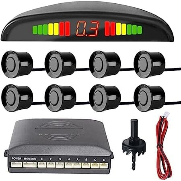 MOCNT Car Parking Aid 8 Sensors Reversing Aid Car Reversing Alarm Parking  System Rear Parking Sensors Reverse Parking Aid Reverse Bike System Buzzer  Alarm Warning Black - ANEB0BMPJ1ZHBT - Аксессуары для парковочных систем