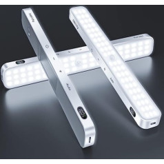 ABCidy skapja apgaismojums 60 LED kustības sensors, komplektā 3 apgaismojums zem ierīces virtuves USB uzlādējams akumulatora uzlādes līmeņa displejs, skapja apgaismojums drēbju skapim, kāpnes, skapis, gaitenis, kempings