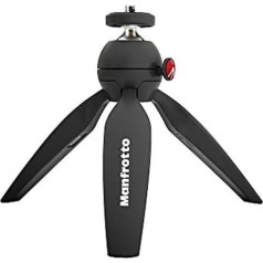 Manfrotto PIXI MTPIXIMII-B mini statīvs, kas ražots Itālijā kompaktajām sistēmas kamerām un bezspoguļa kamerām līdz 1 kg melnā krāsā