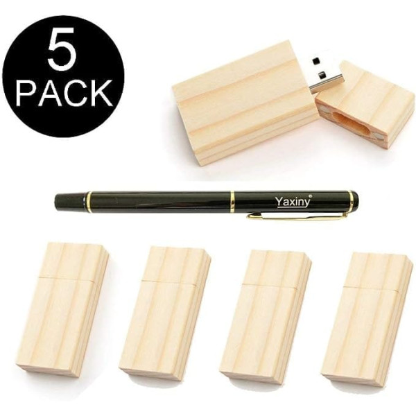 Yaxiny 5 x Wooden Rectangle USB Flash Drive 2.0/3.0 2.0/4GB