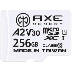 AX 256 GB MicroSDXC atmiņas karte + SD adapteris ar A2 lietotņu veiktspēju, V30 UHS-I U3, 4K, Ultra HD, 10. klase