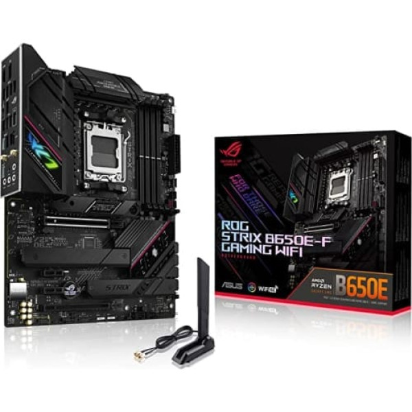 ASUS ROG STRIX B650E-F GAMING WIFI mātesplates ligzda AMD AM5 (Ryzen 7000, ATX, DDR5 atmiņa, 12+2 barošanas posmi, USB 3.2 Gen 2x2 Type-C, PCIe 5.0, Q-Release, WiFi 6E, Aura Synura c)