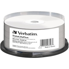 Verbatim 43743 25 BD-R Blu-Ray tukšu disku vārpsta 25 GB 6x balta termodrukas virsma